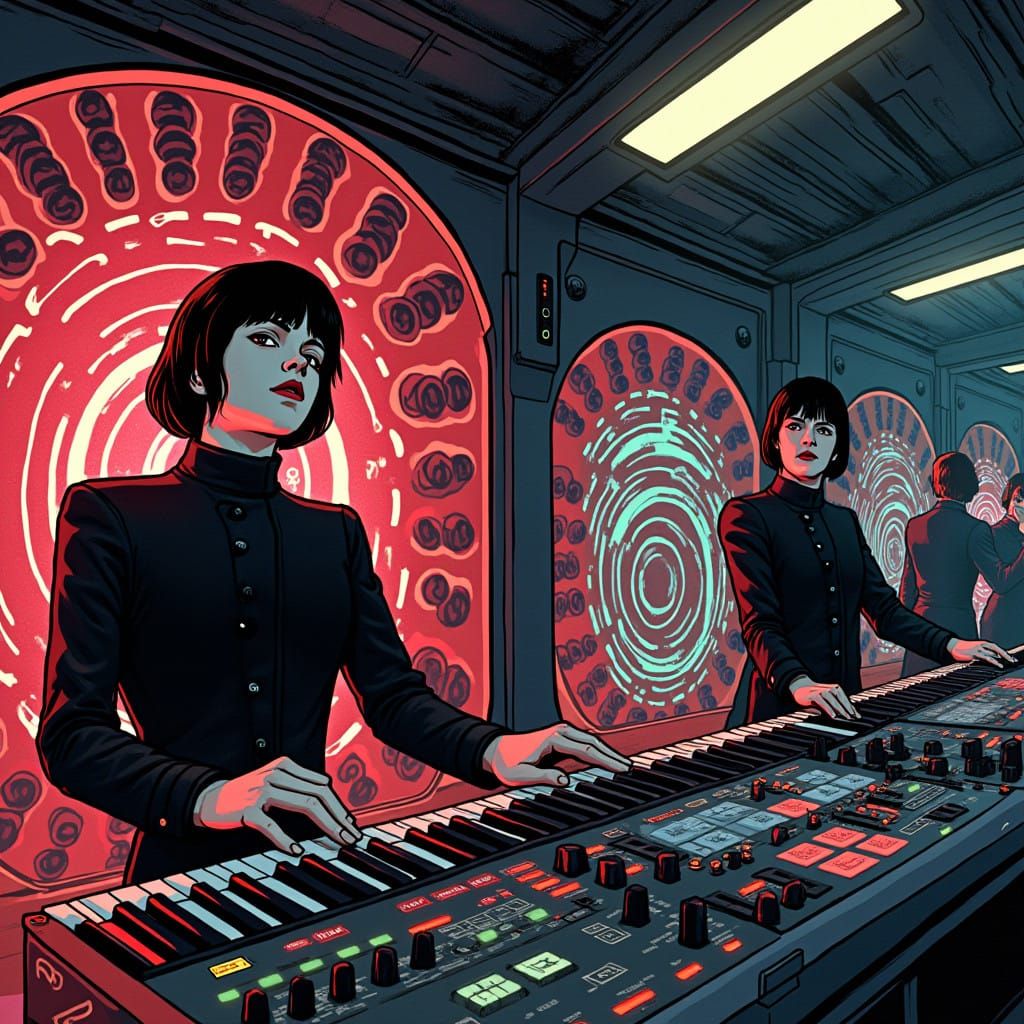 Synth-Pop Legends Unite in Vibrant, Dreamlike Scene