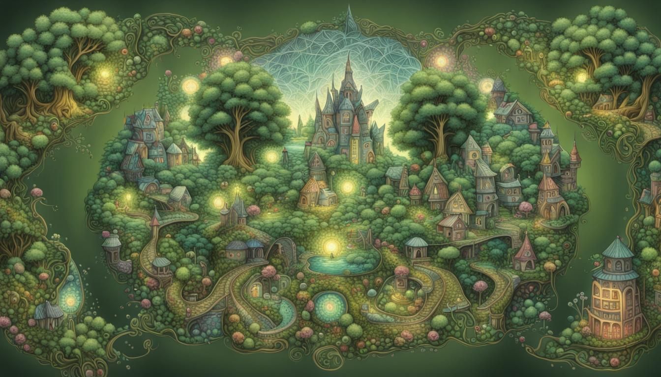 Fairy Town Merged with Quantum Fractals