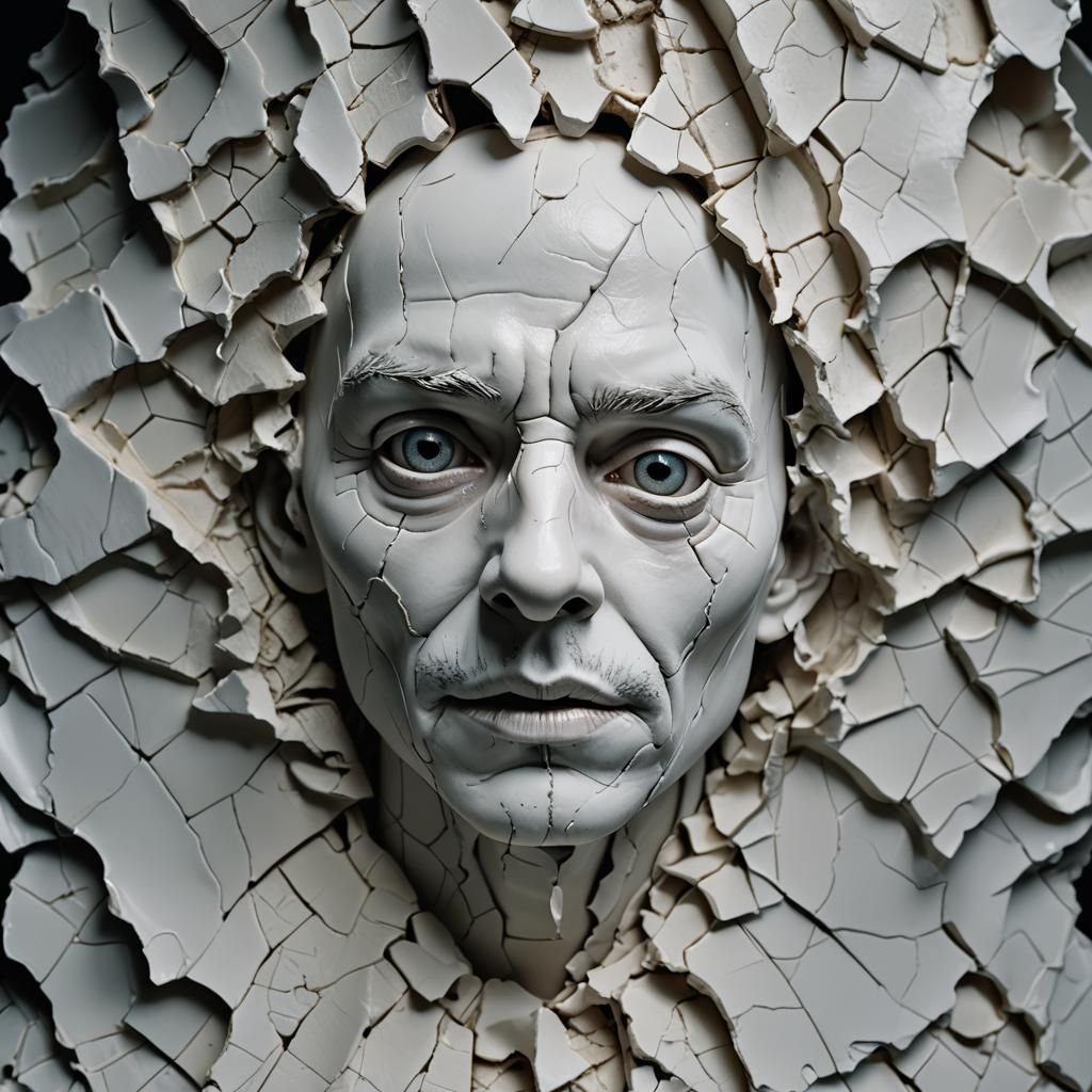 Cracked Porcelain Face: Hauntingly Realistic Macro Photograp...