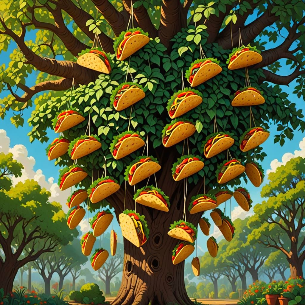 Ethereal Taco Forest in a Dark, Whimsical Style
