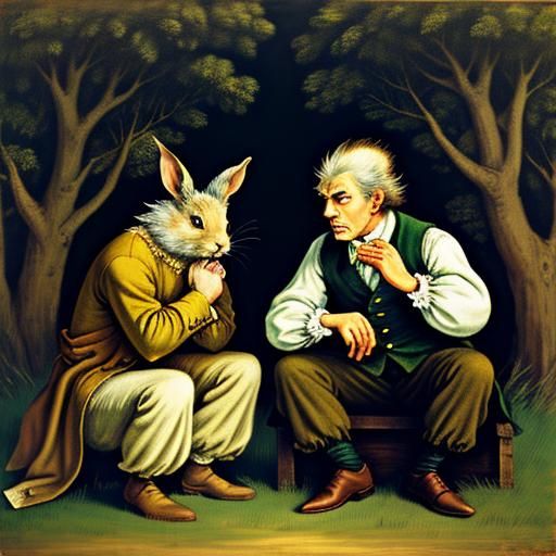 Rabbit and Hedgehog in Artistic Styles