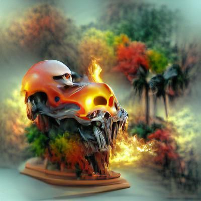 Flaming Skull in Photorealistic Style