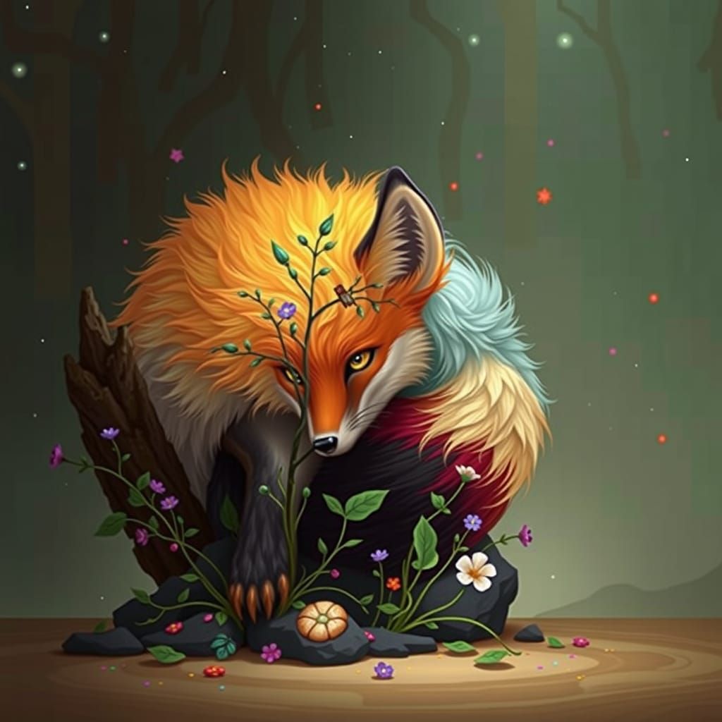 Enchanted Fox in Vibrant Woodland