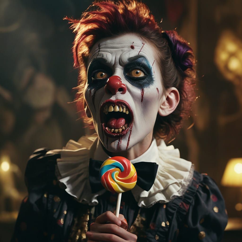 Zombie Monkey Clown in Tim Burton Style