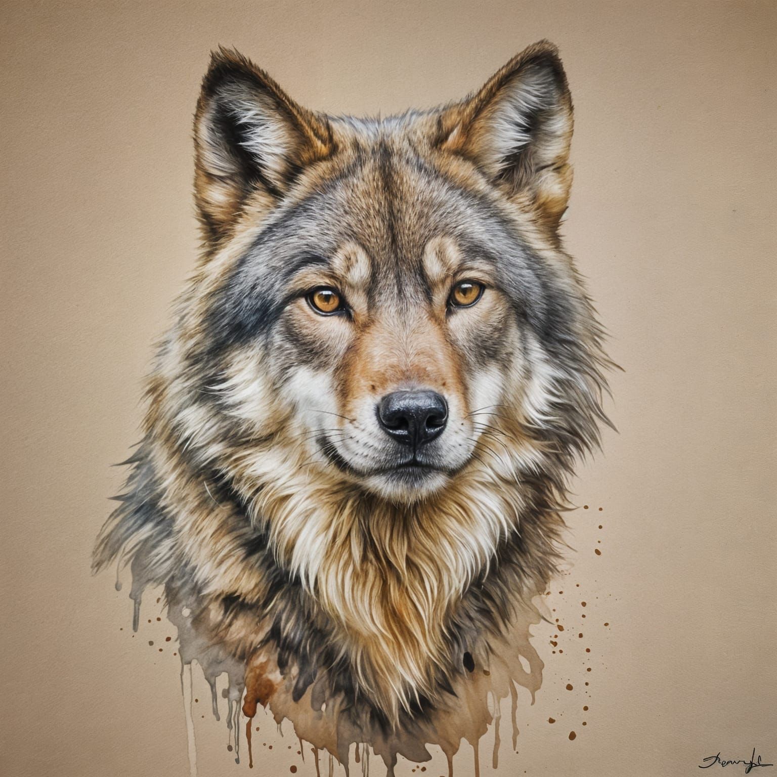 Striking Graphic Wolf Portrait Painting