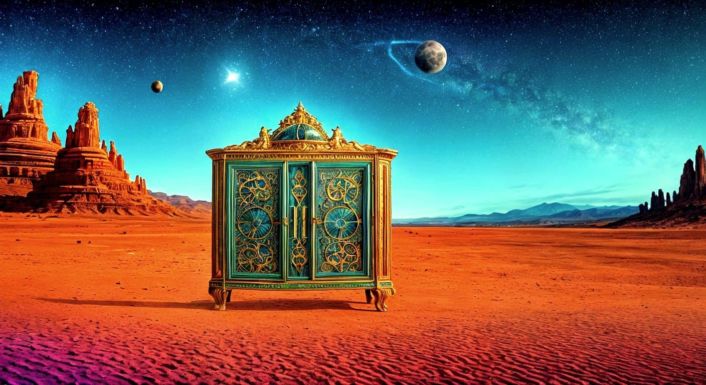Surreal Desert Mirror Cabinet with Alien Jungle