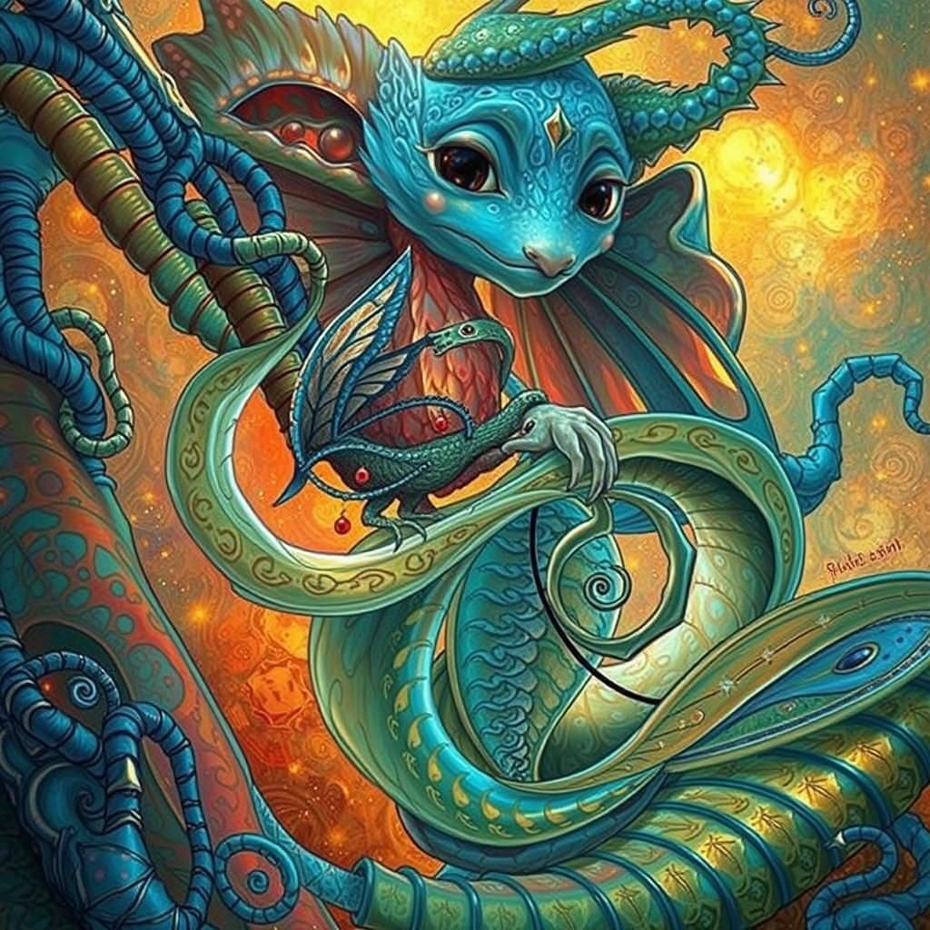 Whimsical Creature on Butterfly, Fantastical Realism