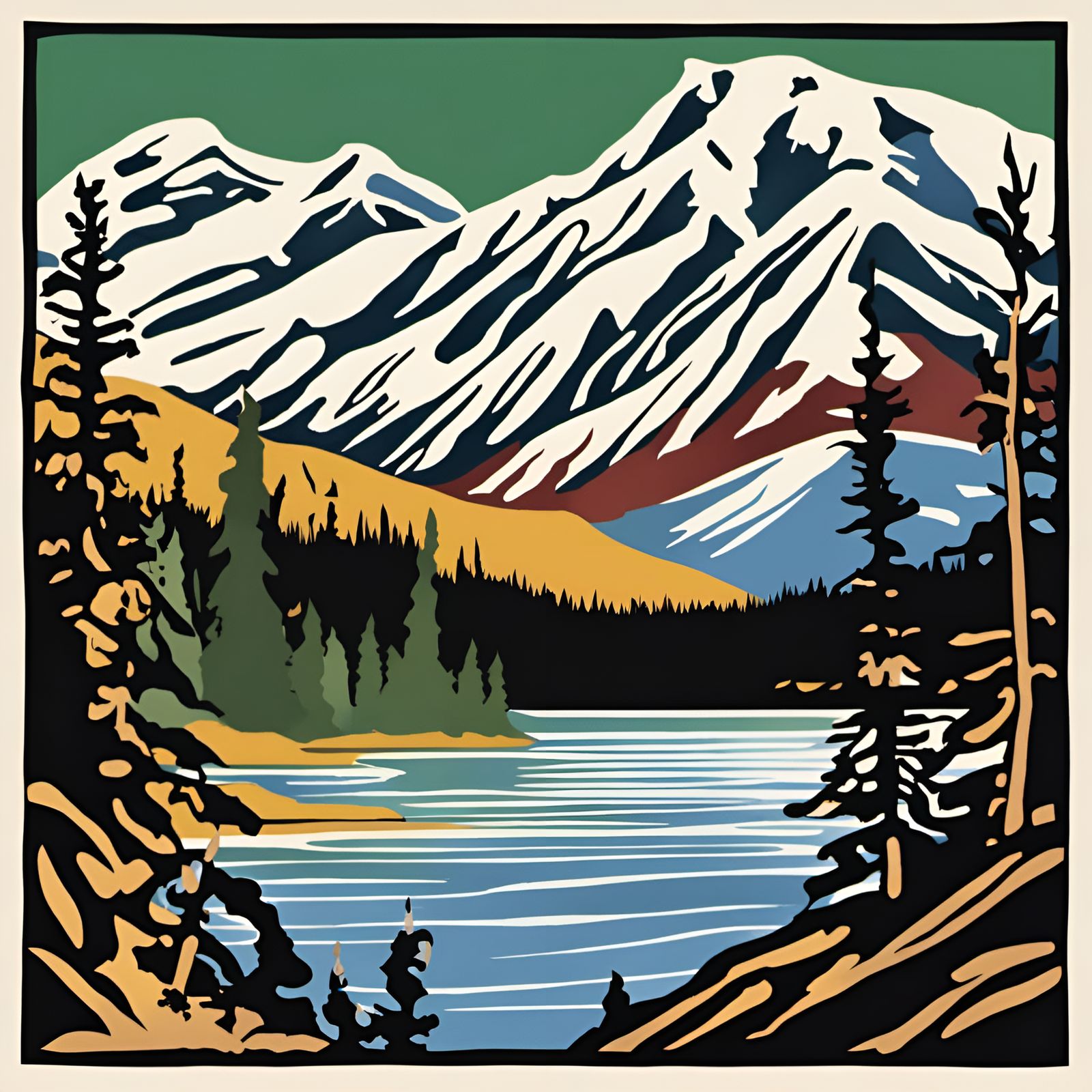 Soldotna, Alaska Vector Art in WPA Style
