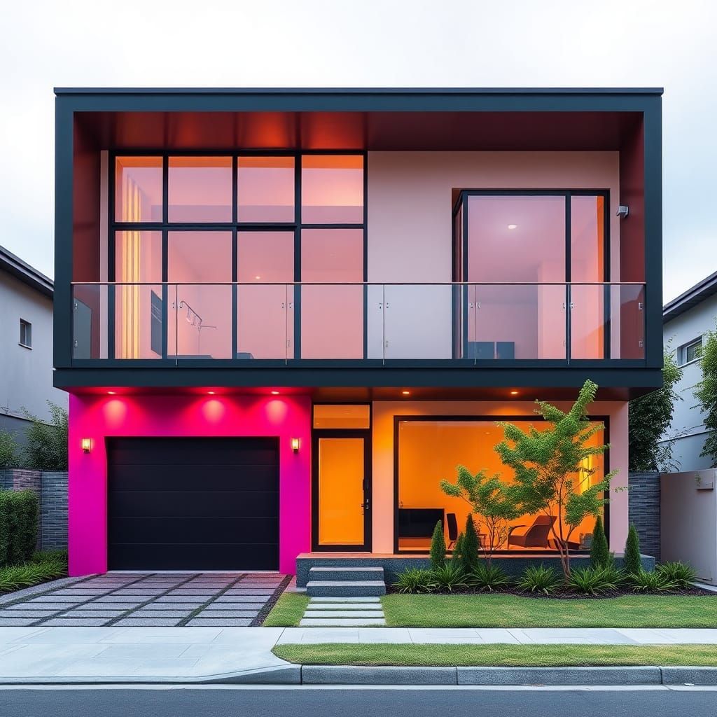 Modern House Design in Fluorescent Colors