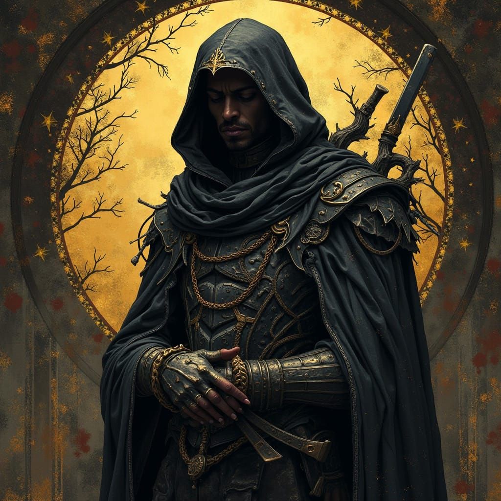 Surreal Grimdark Scene in Art Nouveau Style