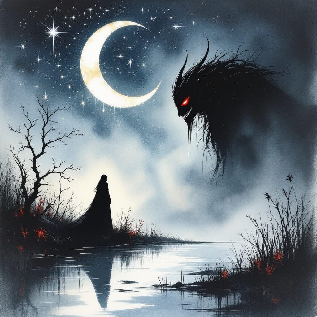 Swamp Creatures in Stephen Gammell Style