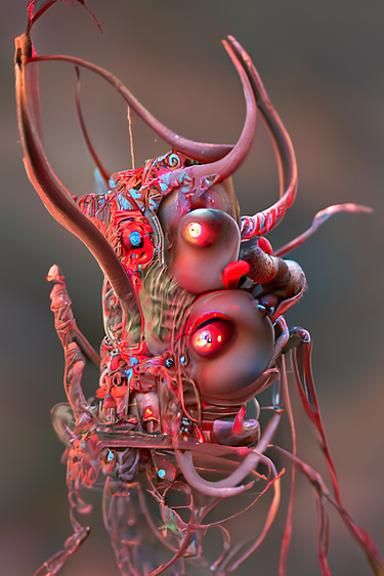 Nightmarish Solar-Punk Demon in Lovecraftian Style