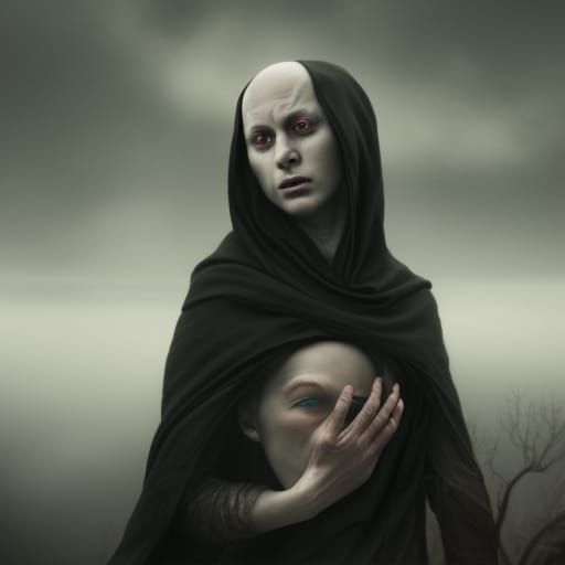 Dramatic Woman with Bloody Heart, Digital Art