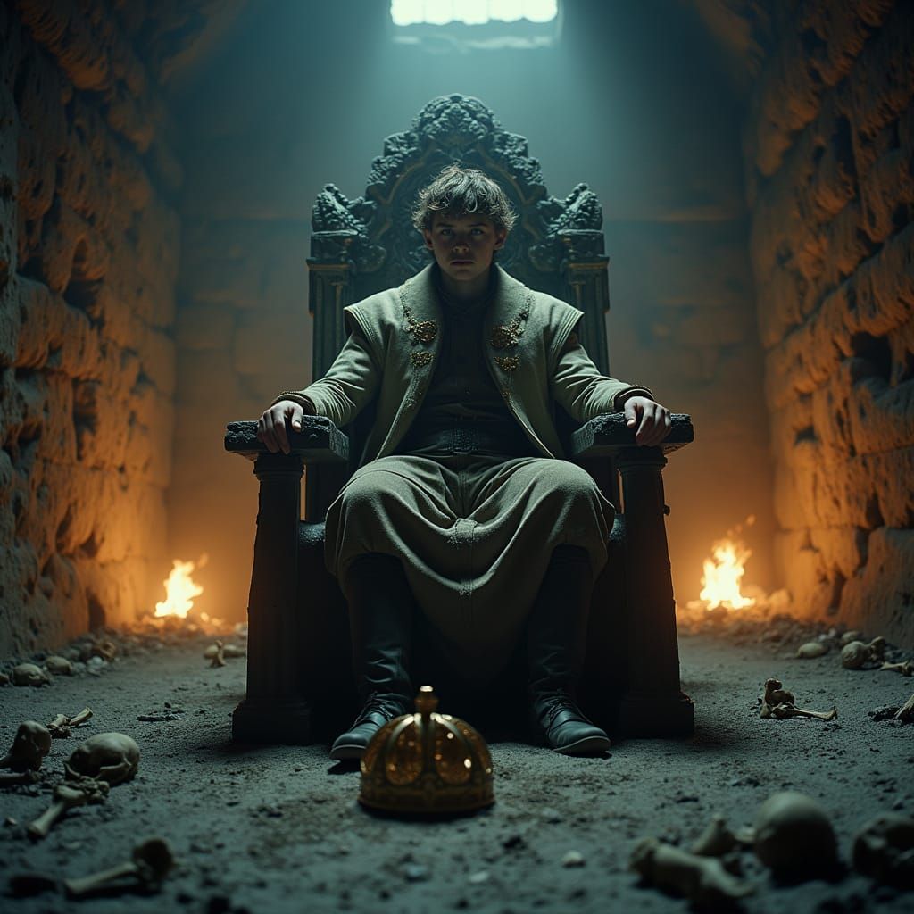 Young King Lost in Forgotten Dungeon Shadows