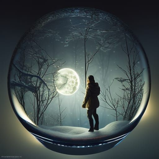 Nested Glass Worlds: Planet and Moon in Winter