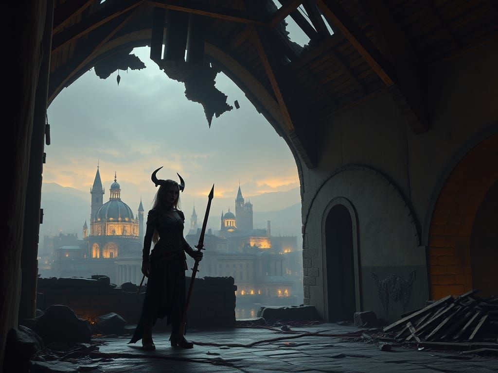 Epic Fantasy Ruins at Night in D&amp;D Style