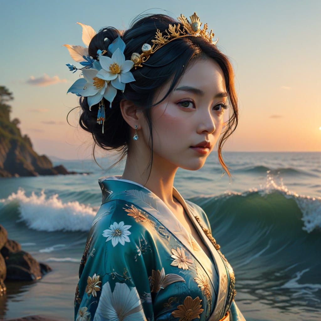 Serene Japanese Water Goddess