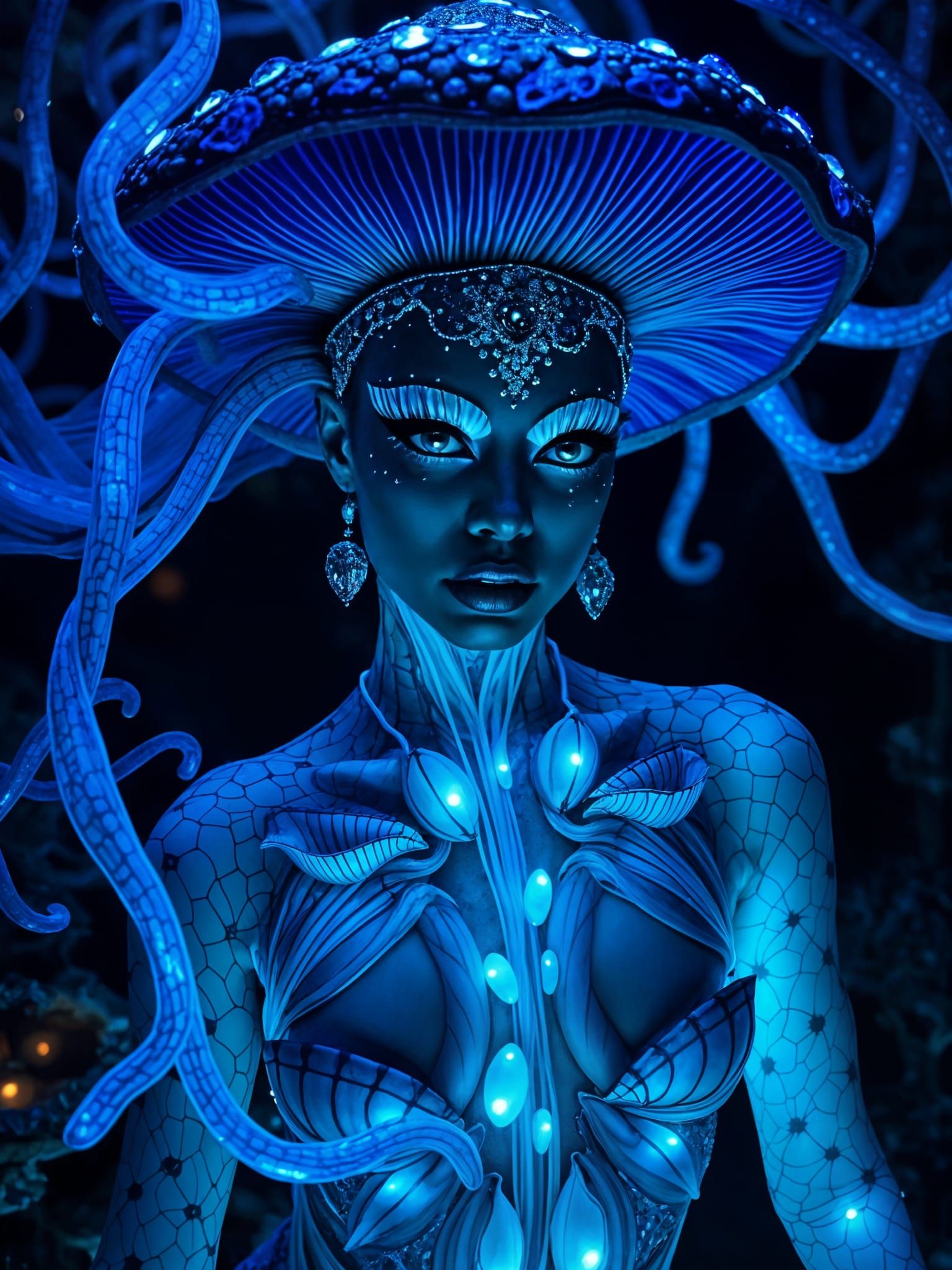 Mysterious Underwater Mushroom Hybrid with Bioluminescent Te...