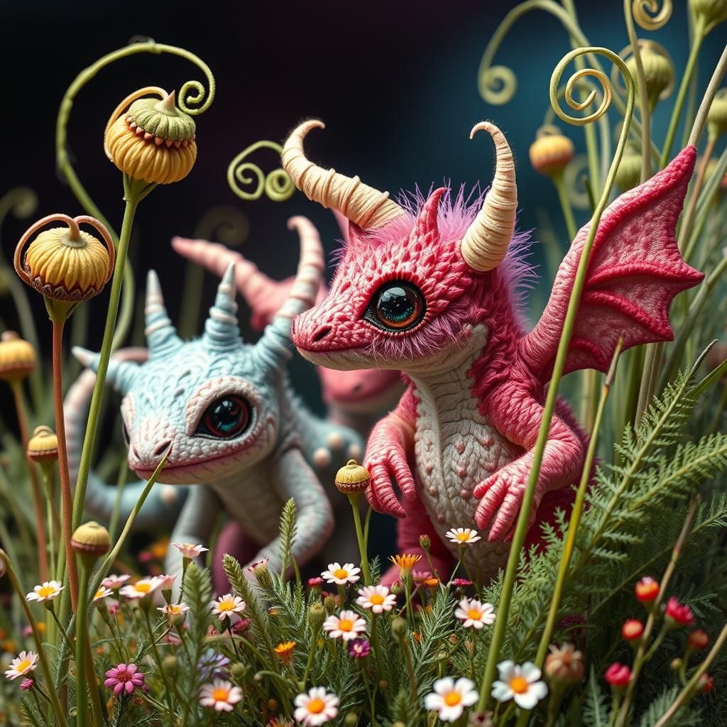 Embroidery Art: Cute Fantasy Monsters in Pastel