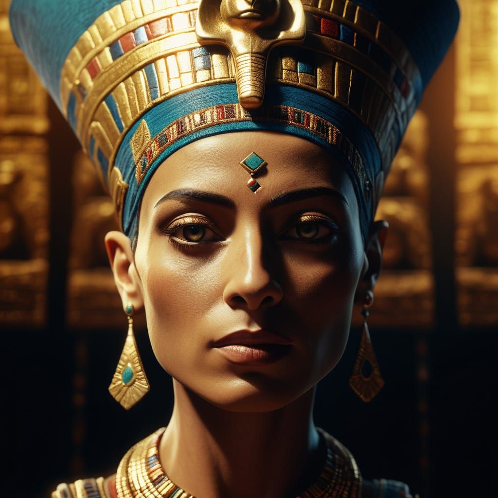Queen Nefertiti Portrait in Cinematic Style