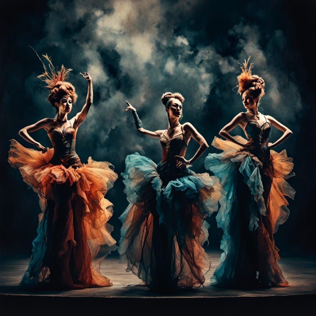 Burlesque Show with Four Ladies on Stage