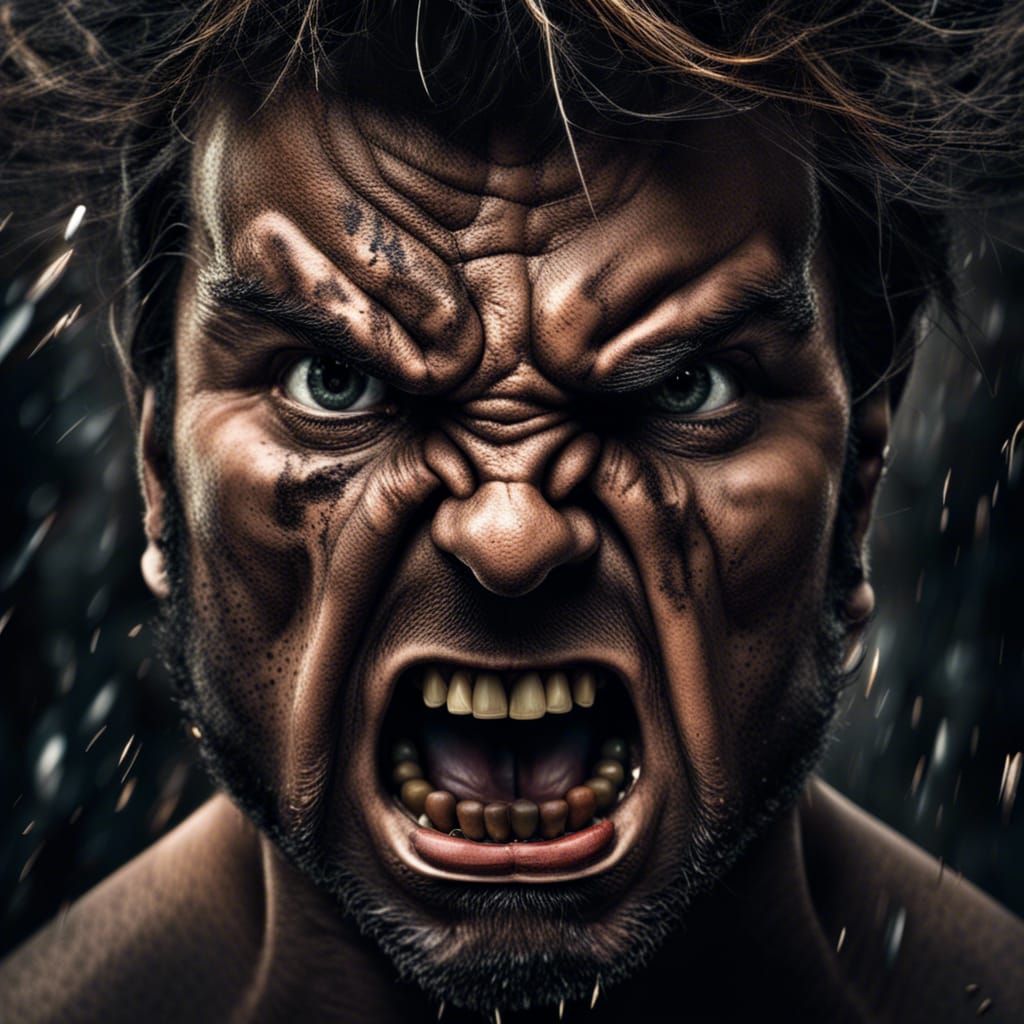 Angry Human Face as a Bomb in HDR