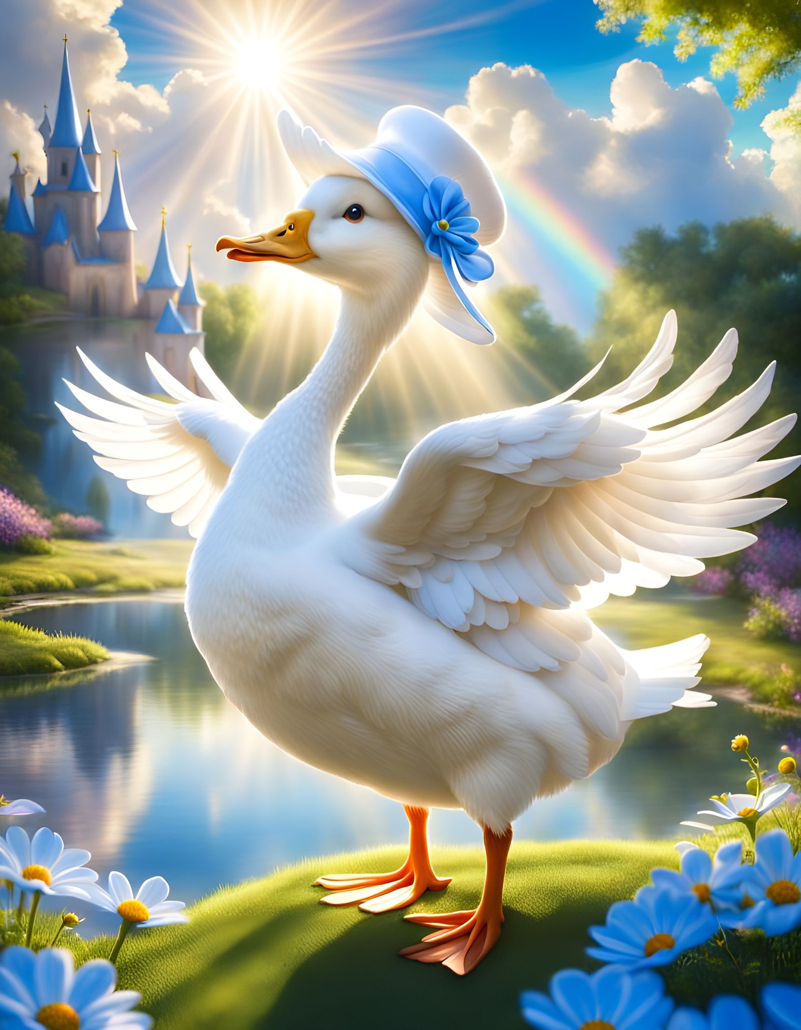 Goose in Blue Bonnet: A Cartoon Fairytale