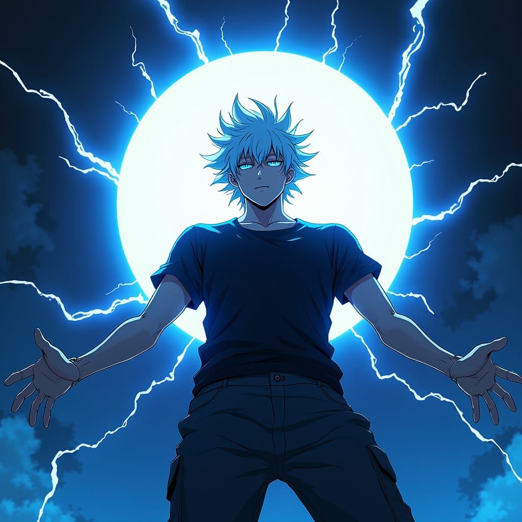 Anime-Inspired Hero with Serene and Enchanted Expression