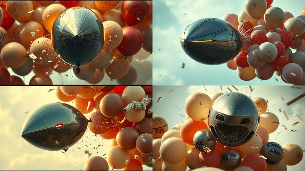 Futuristic Balloon Bursts Through Vintage Balloons