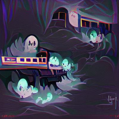Haunted Underworld Train in Gothic Horror Style
