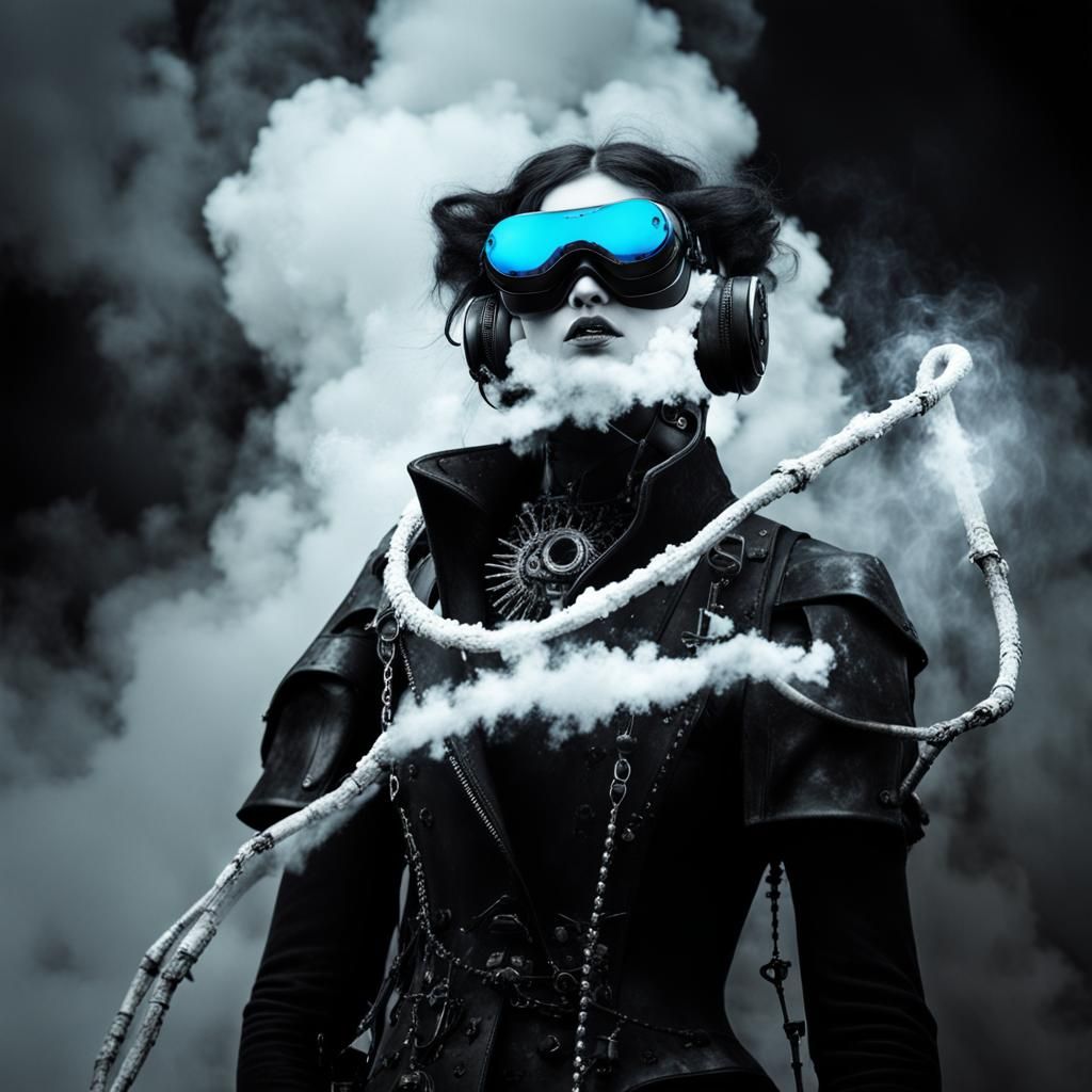 Goth Model with Steampunk Goggles in Debris