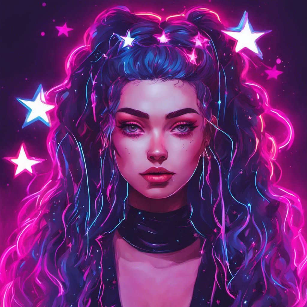 Neon Goth Girl with Synthwave Style