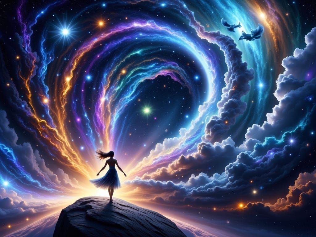 Celestial Beings Amidst Cosmic Symphony