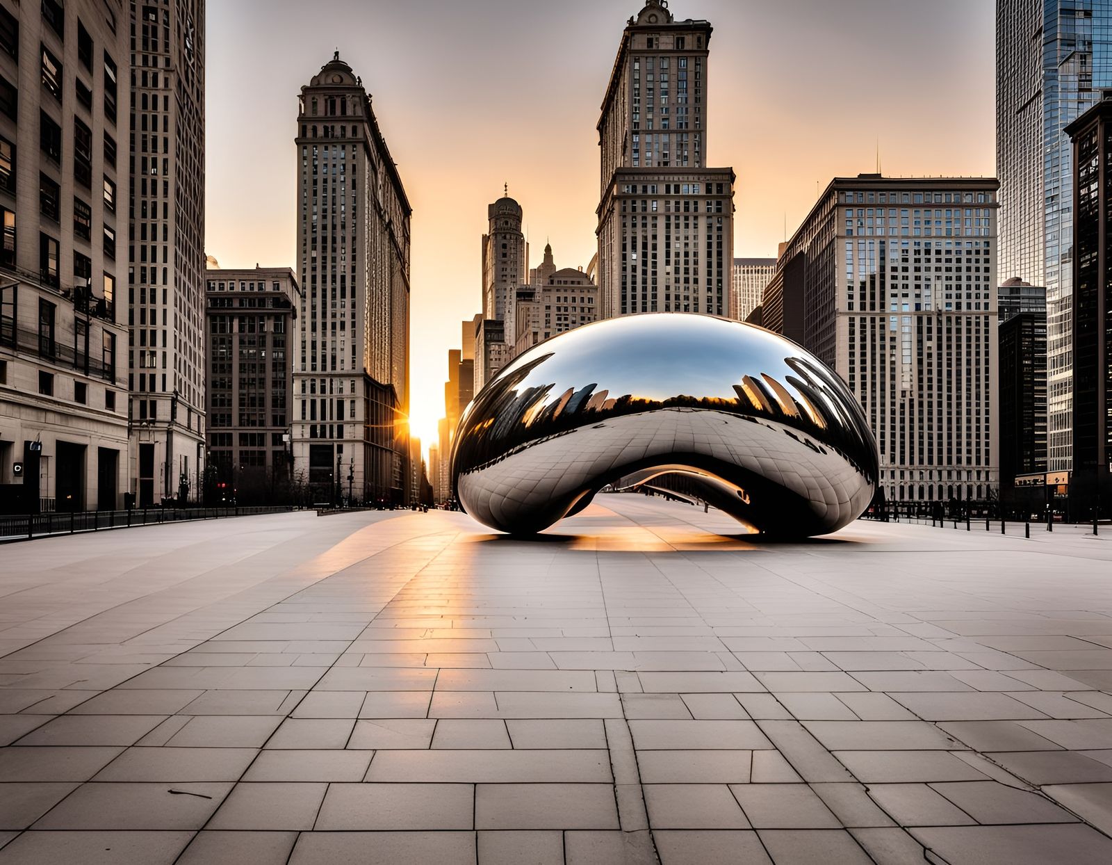 Chicago Bean Sculpture at Sunrise