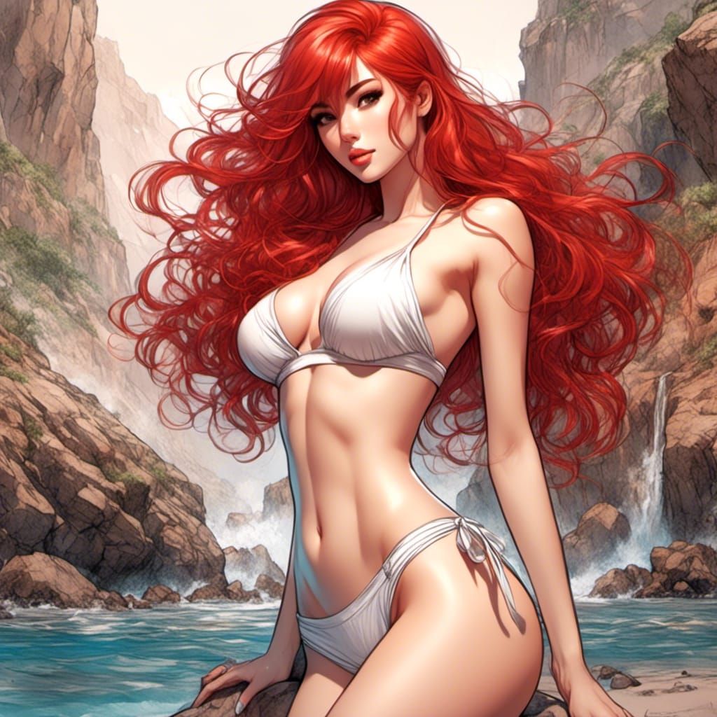 Anime Girl Color Sketch in Maximalist Style