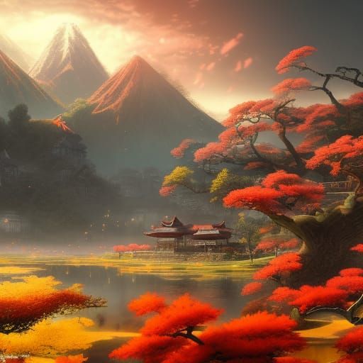 Detailed Matte Painting of Japan in 8K