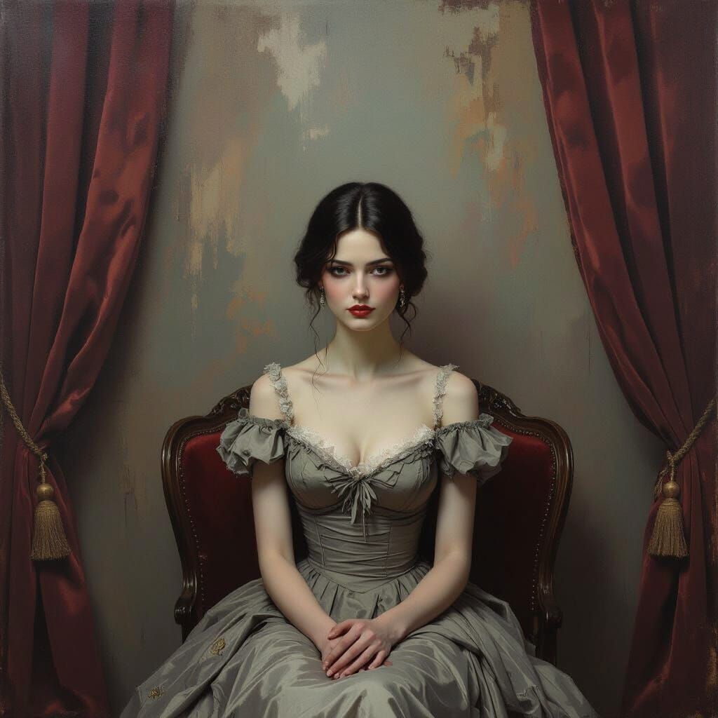 Melancholic Woman in Ballroom, Rothko, Munch, Beksiński Styl...