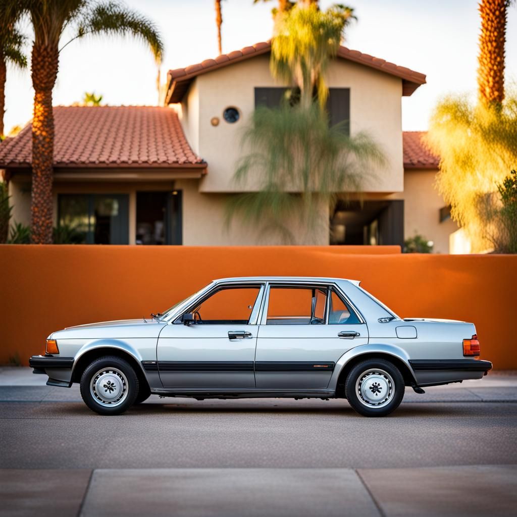 1980s Orange Car Outside Palm Springs House