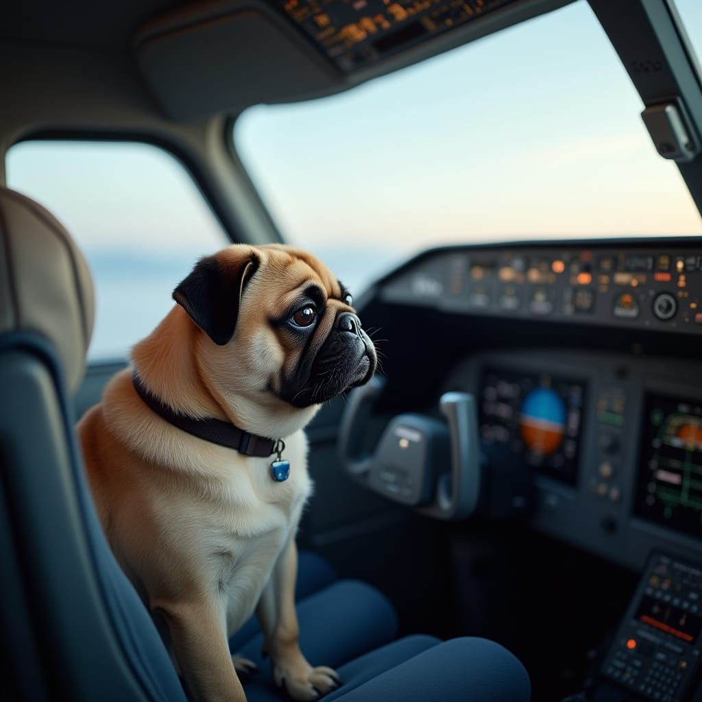 Pug Dog Piloting an Airbus A330 Realistically