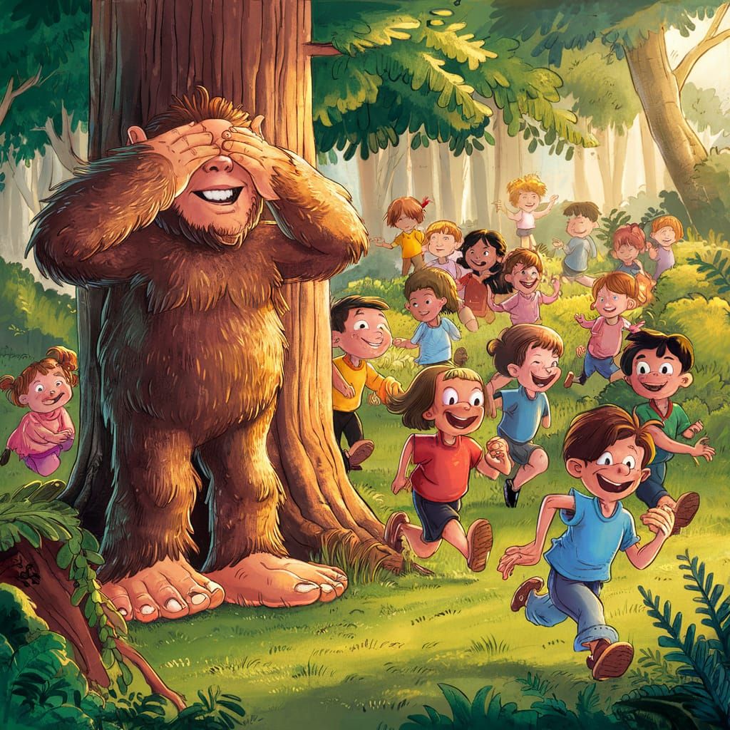 Bigfoot Plays Hide-and-Seek With Joyful Children
