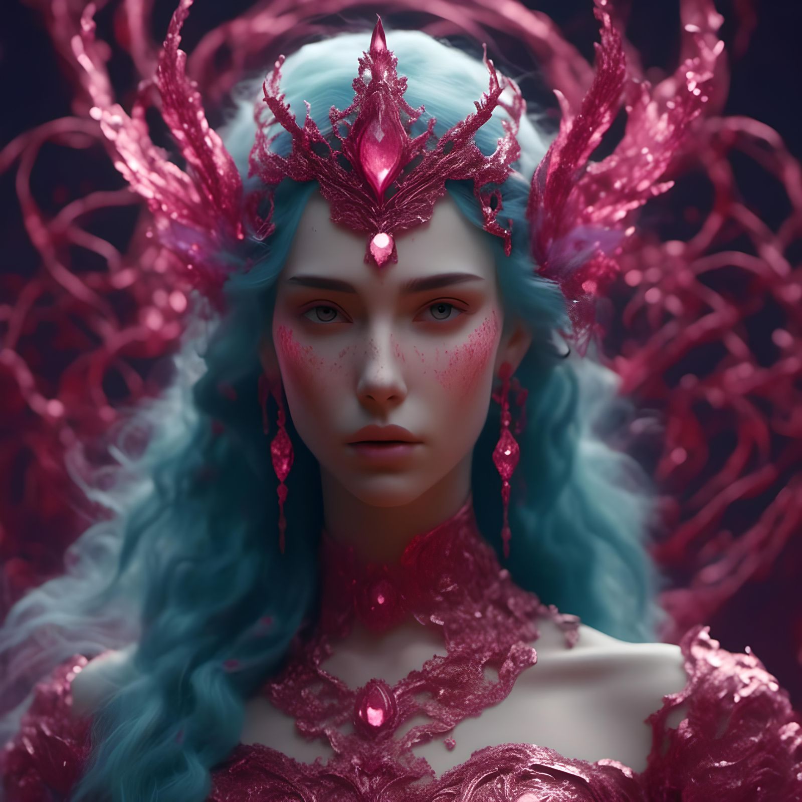 Alien Punk Portrait with Glowing Skin