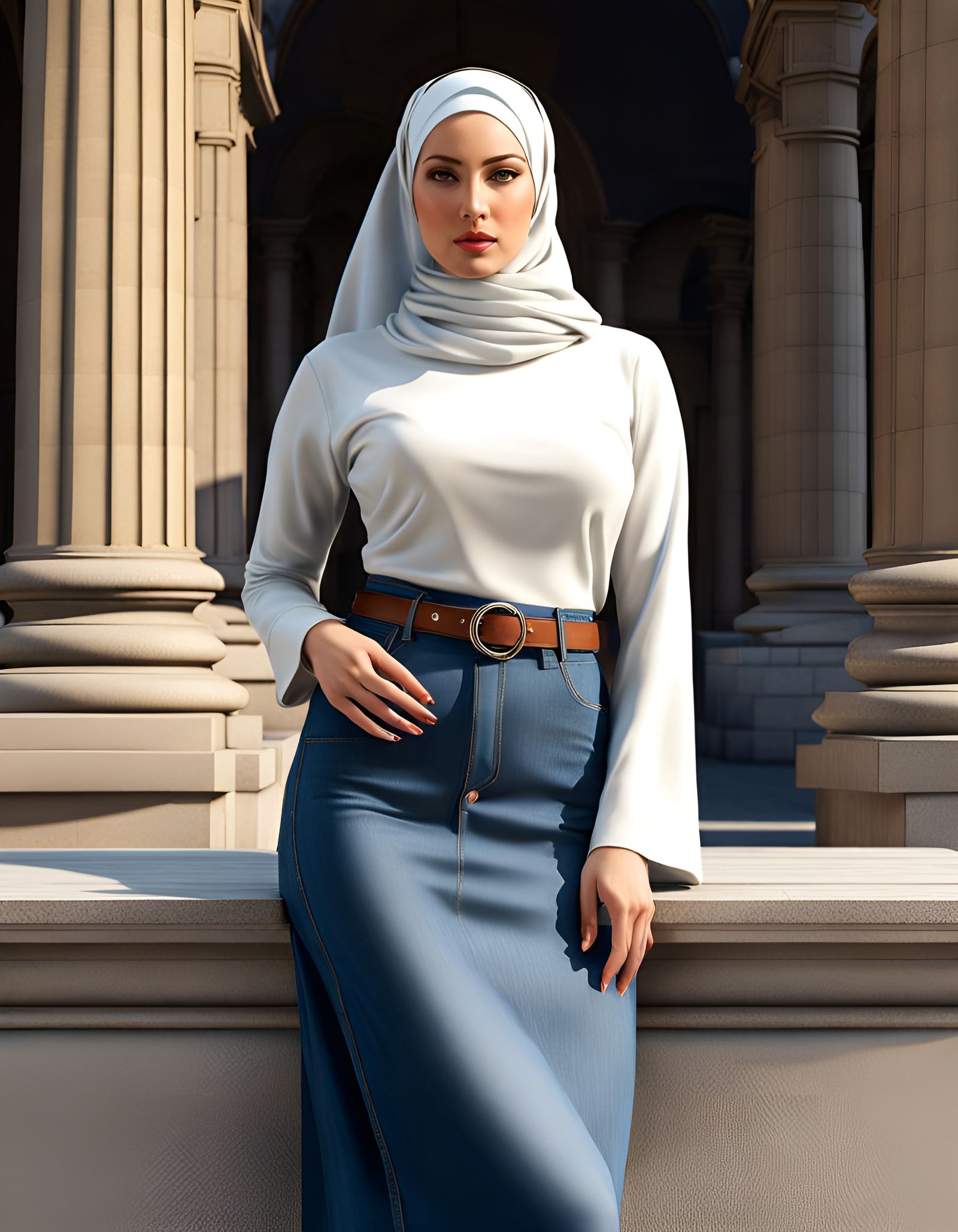 Modest Woman in Berlin, Hyperrealistic Digital Art