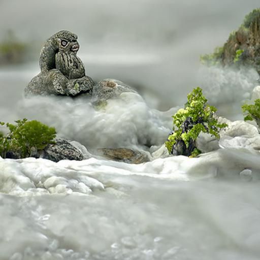 Snow Monkey Hot Spring Tranquility in Hyperrealism