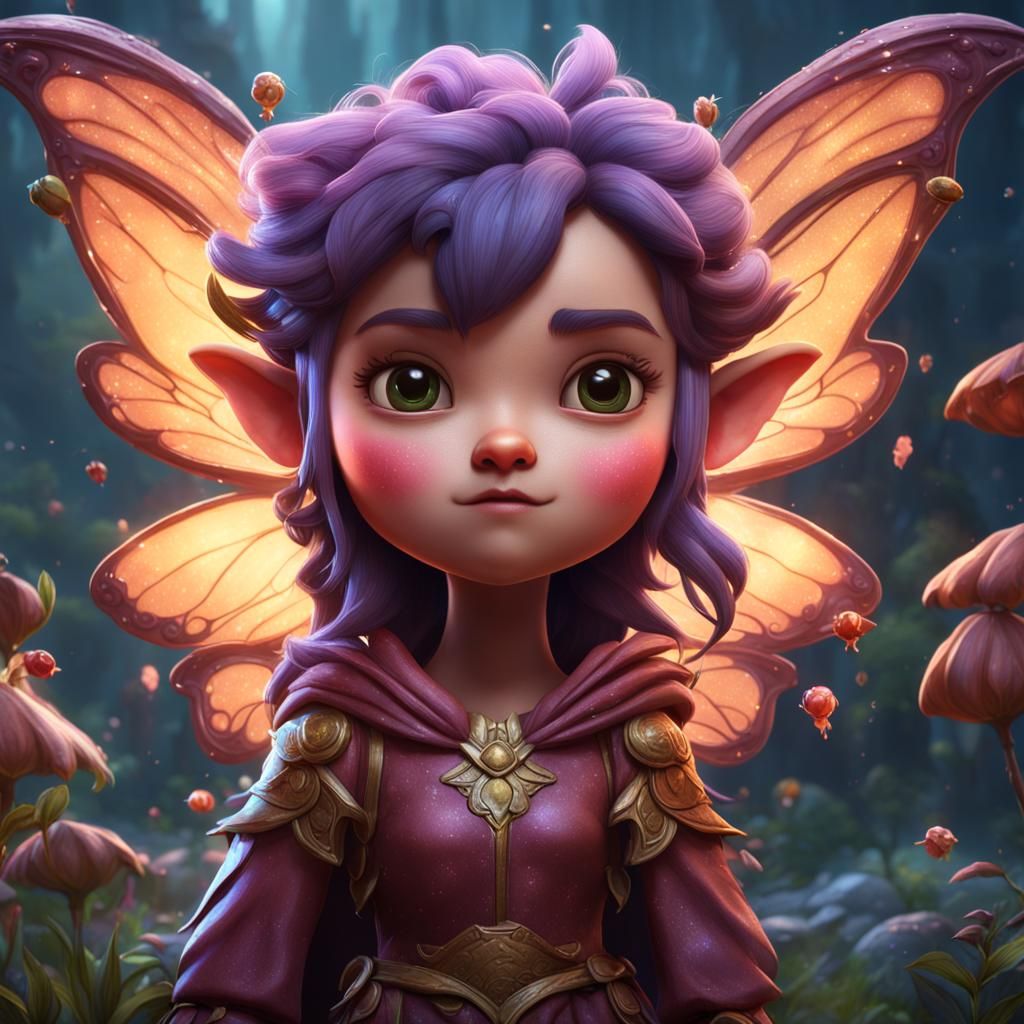 Grumpy Cute Fairy in Detailed Matte Painting