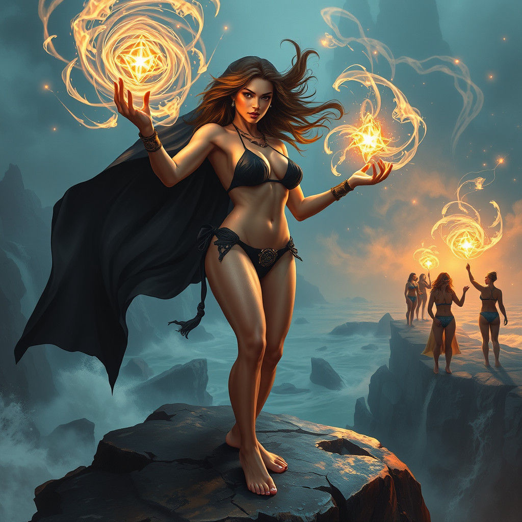 Bikini Sorcerer Casts Magic in a Mystical Realm