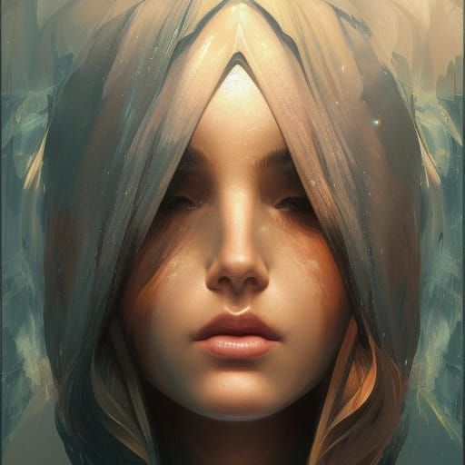 Waterfall Woman Portrait in Hyperdetailed Digital Art