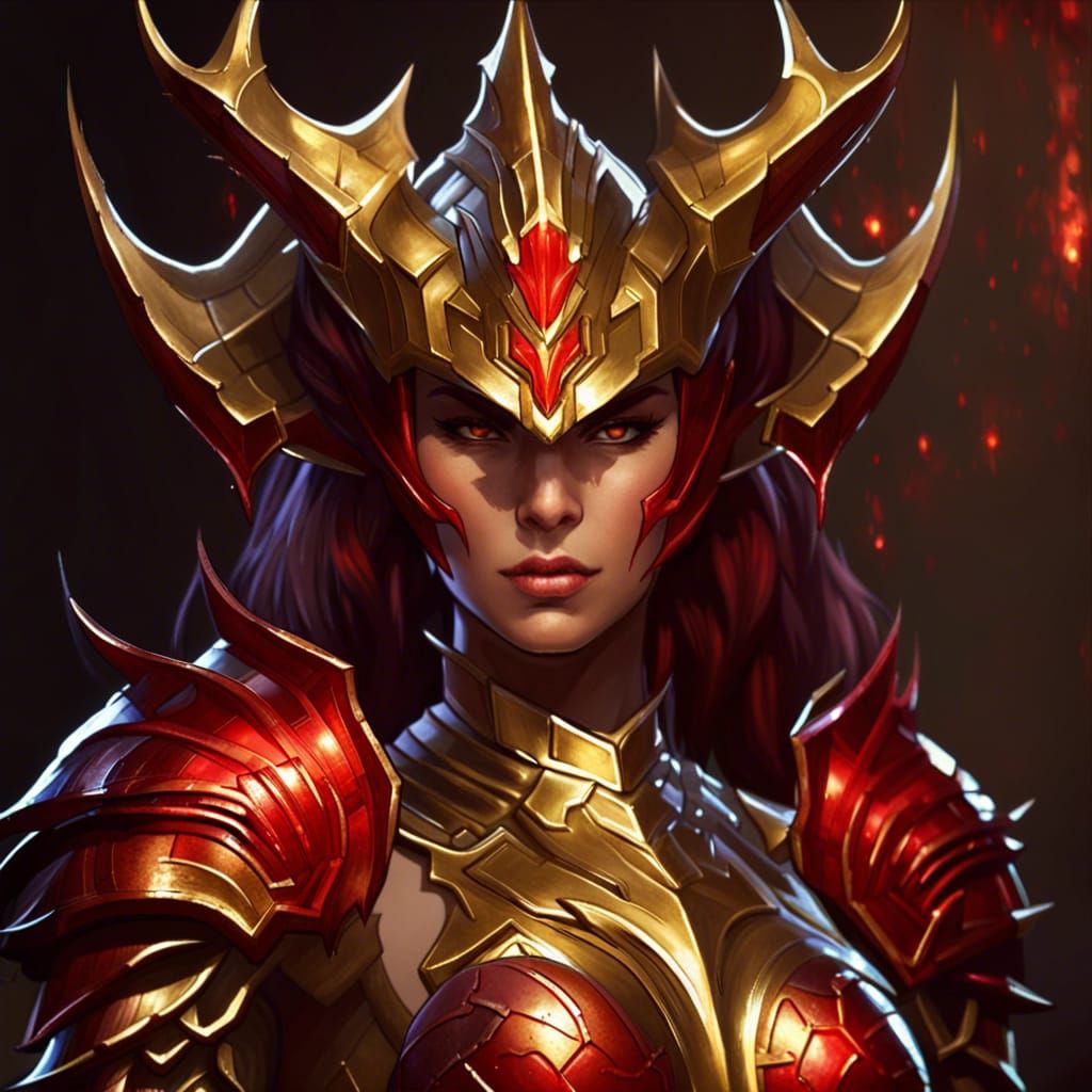 Lilith Diablo Portrait in Golden Armor