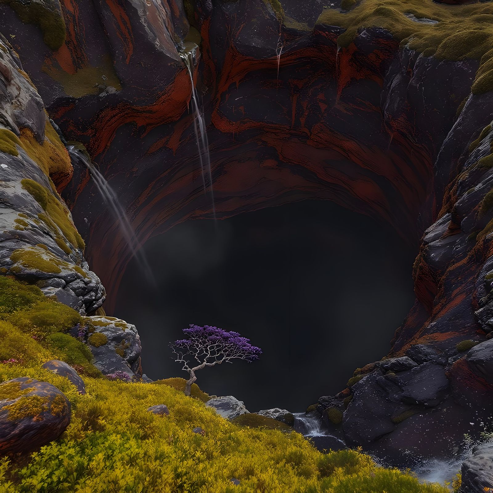 Lava Tunnel Entrance: A Dark Fantasy Landscape