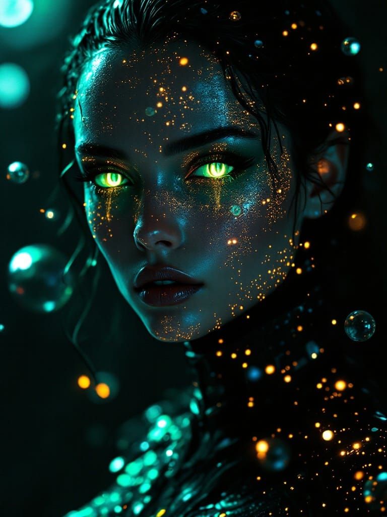 Lethal Cybernetic Assassin in Neon-Lit Darkness