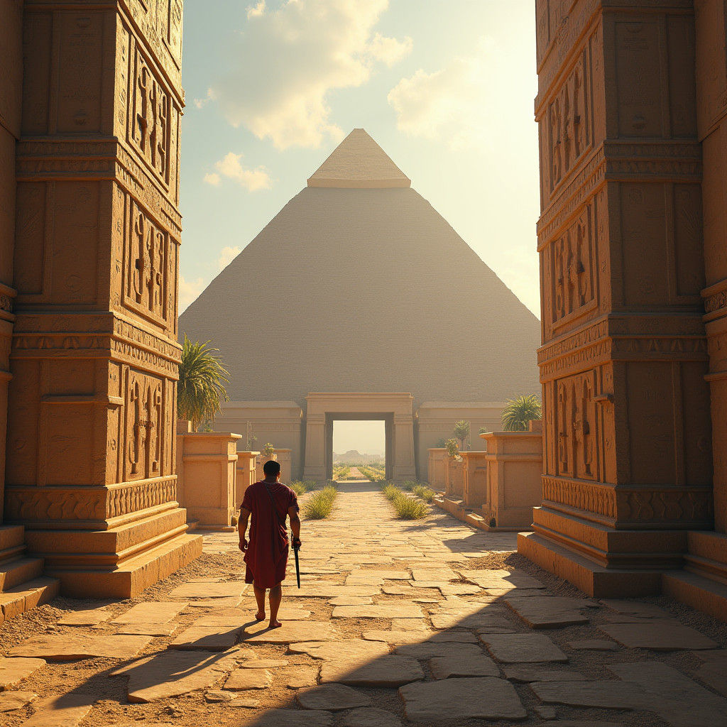 Hoplite Warrior in Ancient Egyptian Landscape